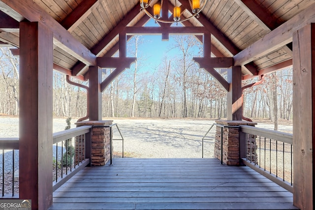 wooden terrace featuring a porch