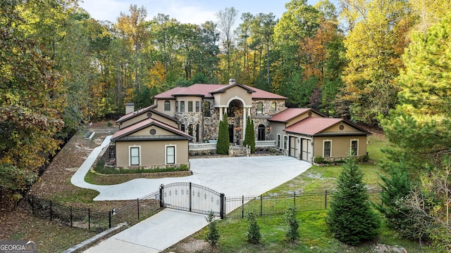 view of front of property with a front lawn