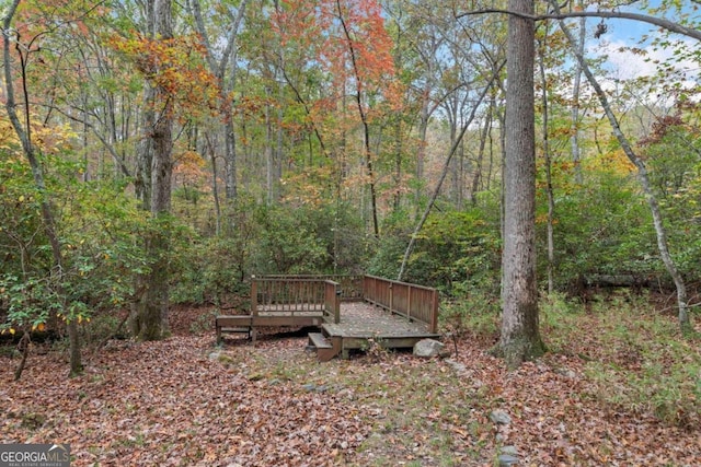 view of yard with a deck