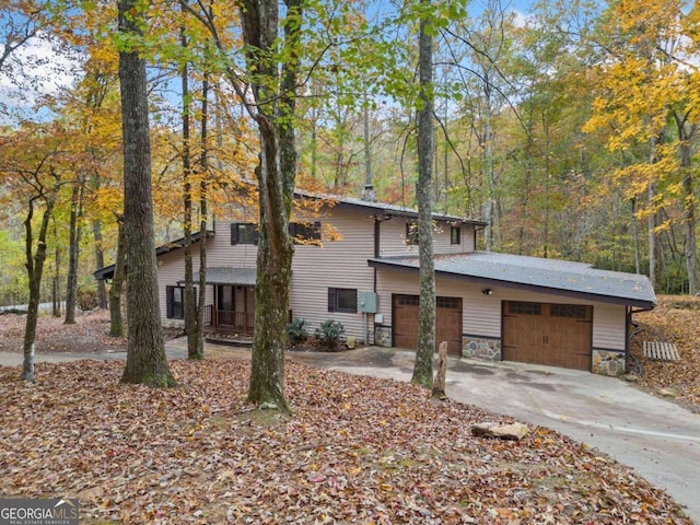 front facade with a garage