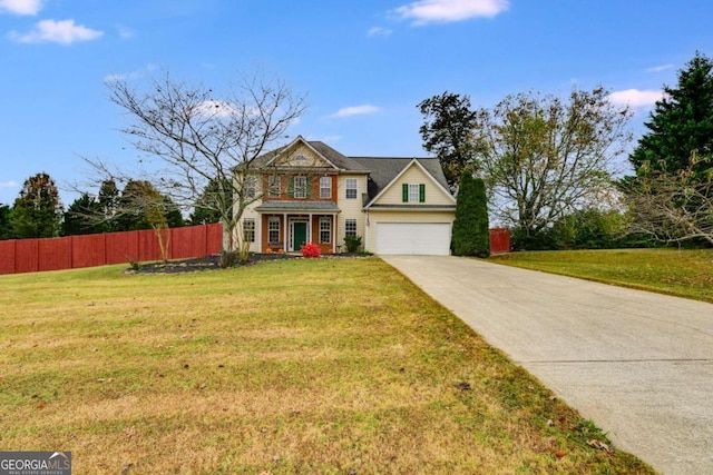 view of front facade with a front yard