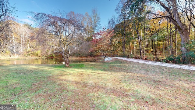 view of yard featuring a water view