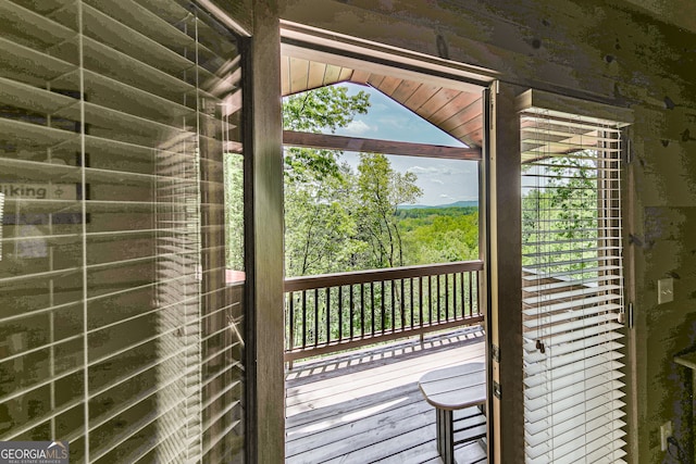 entryway featuring vaulted ceiling