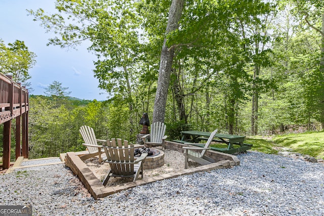 view of patio with an outdoor fire pit