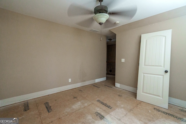 unfurnished bedroom with ceiling fan