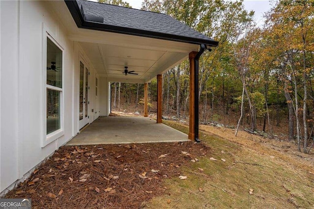 view of patio / terrace featuring ceiling fan