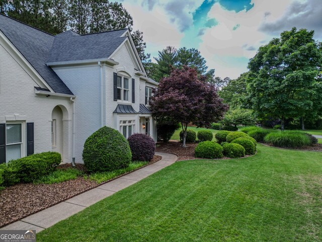 5 Arabian Ave, Alpharetta, GA 30004 - view of side of property with a yard, roof with shingles, and brick siding
