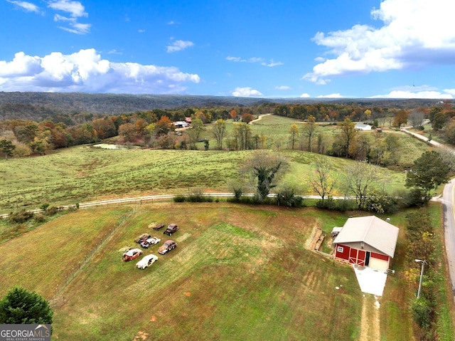 aerial view featuring a rural view