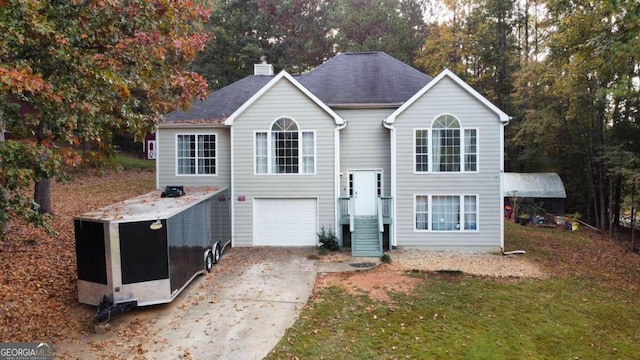 bi-level home with a garage