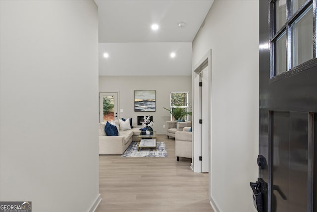 hallway featuring light wood-type flooring