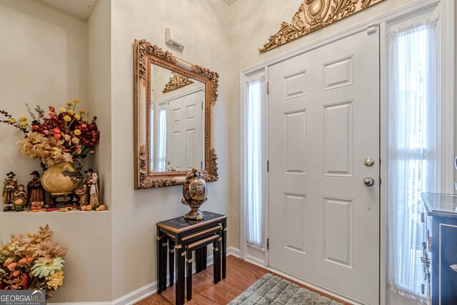 foyer featuring light hardwood / wood-style floors