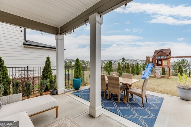 view of patio / terrace with a playground