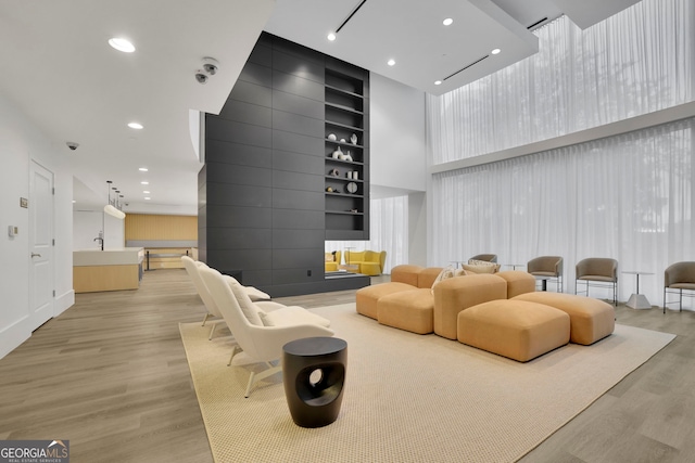 living room featuring light hardwood / wood-style flooring