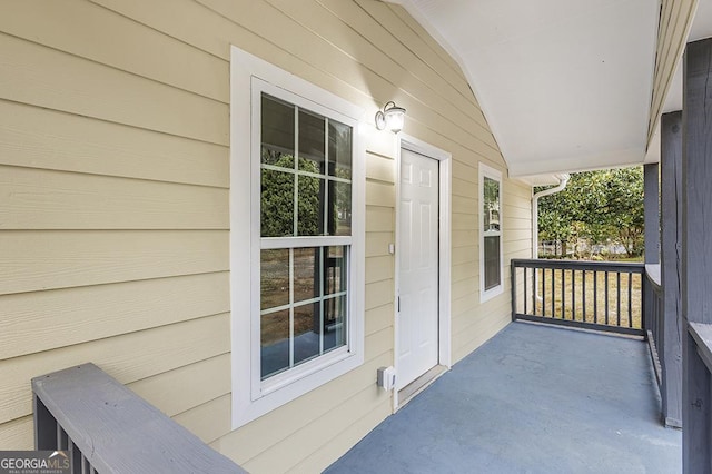 balcony featuring a porch