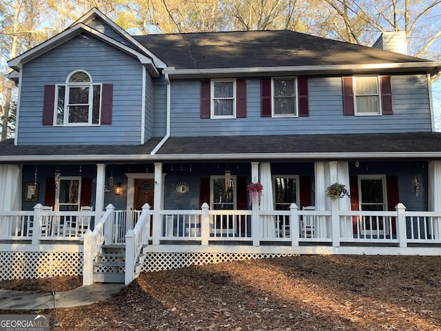 view of front of home with covered porch