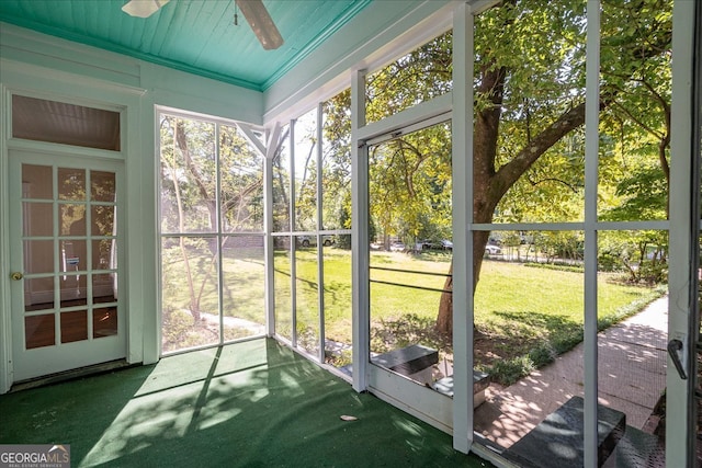 view of unfurnished sunroom