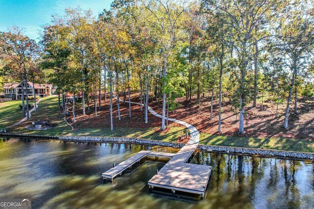 view of dock featuring a water view