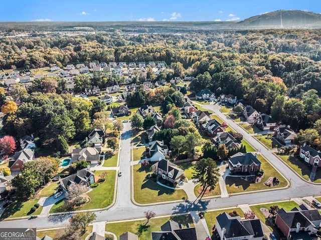 aerial view with a mountain view