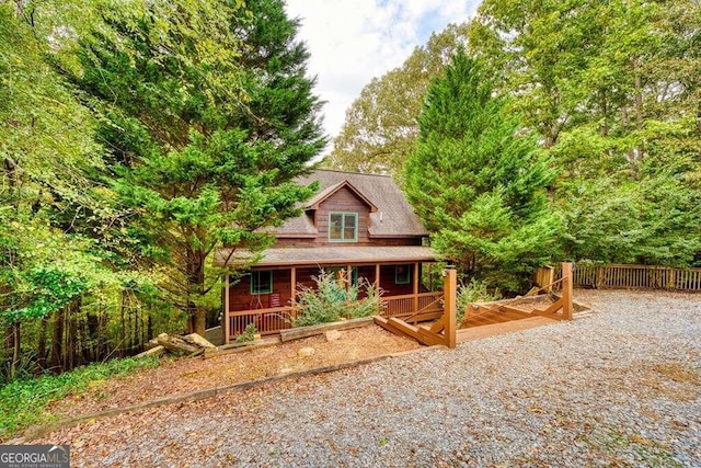 view of front of house featuring a deck