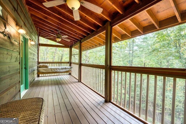 644 Matrix Ln, Ellijay, GA 30540 - wooden terrace with a ceiling fan