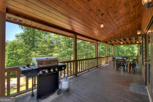 deck featuring area for grilling