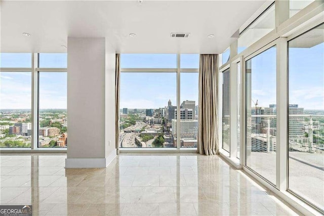 spare room featuring floor to ceiling windows and a wealth of natural light