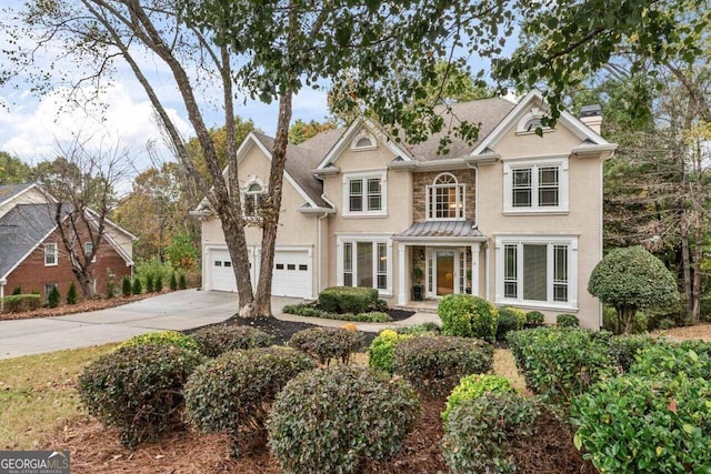 view of front of house with a garage