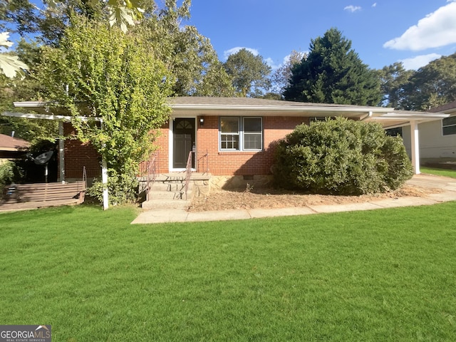 828 Pinevalley Dr, Forest Park, GA 30297 - view of front facade featuring crawl space, a front lawn, and brick siding