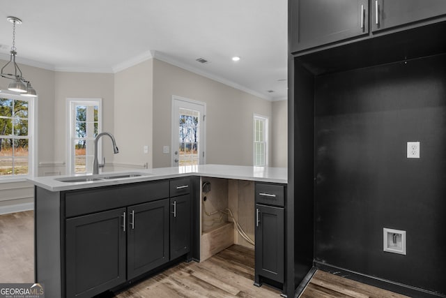 bathroom with vanity and hardwood / wood-style flooring