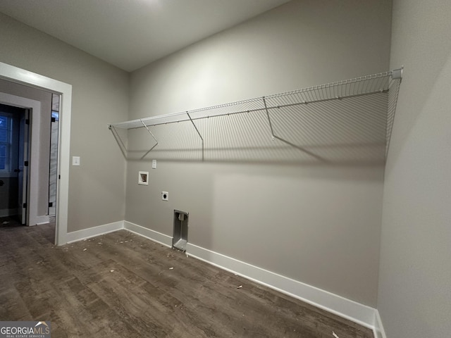 laundry area with hookup for a washing machine, dark hardwood / wood-style floors, and electric dryer hookup