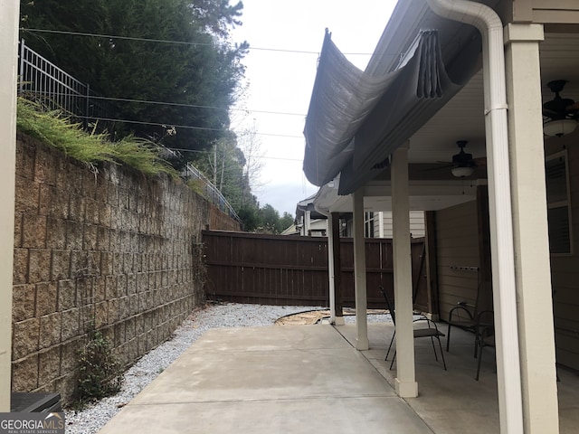 view of patio with ceiling fan