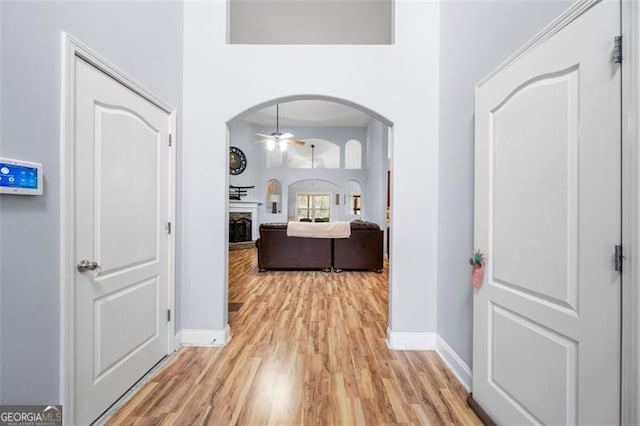 hall featuring light hardwood / wood-style floors