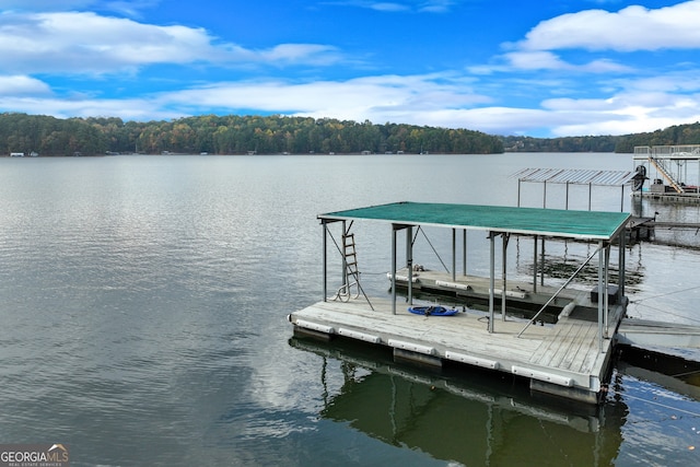 dock area featuring a water view