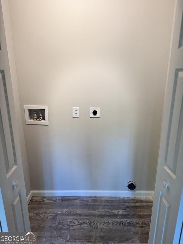 laundry room featuring washer hookup, dark hardwood / wood-style floors, and electric dryer hookup