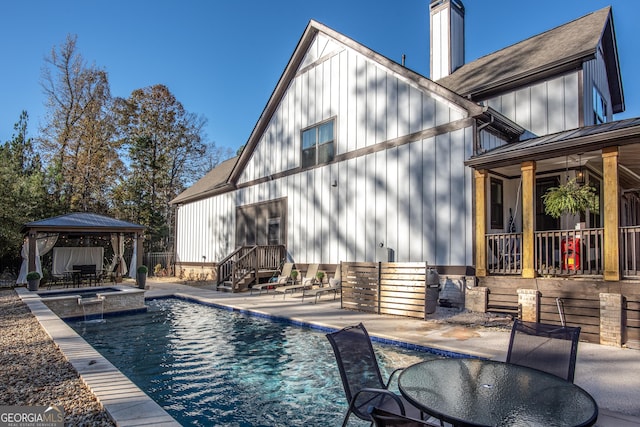 265 Federal St, Athens, GA 30607 - view of swimming pool with a gazebo, a pool with connected hot tub, a patio, and outdoor dining space