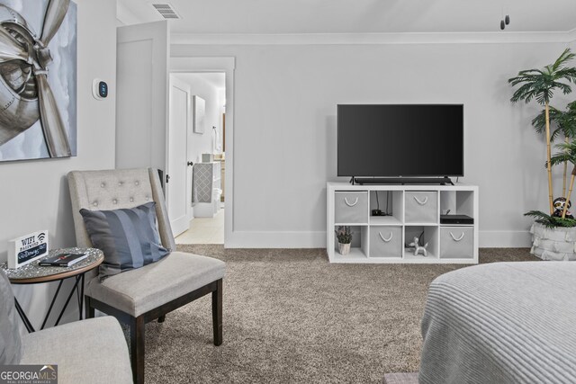 265 Federal St, Athens, GA 30607 - bedroom with carpet floors, baseboards, ornamental molding, and connected bathroom