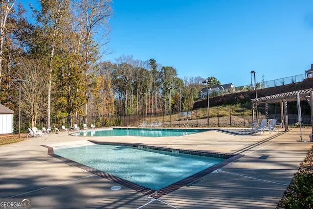 view of pool featuring a patio area