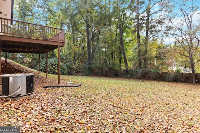117 Neal Ave, Stockbridge, GA 30281 - view of yard with central air condition unit and a deck