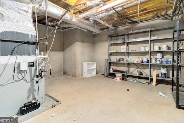 basement with heating unit