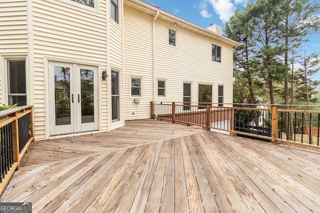 wooden deck with french doors