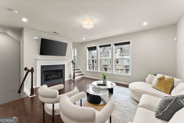 living room with hardwood / wood-style floors