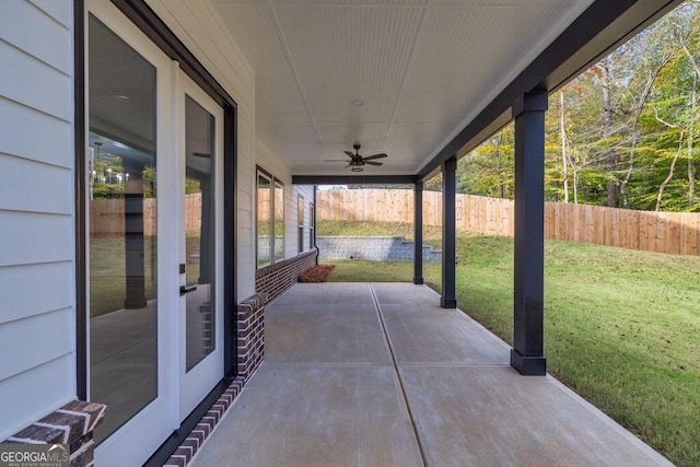 view of patio / terrace with ceiling fan