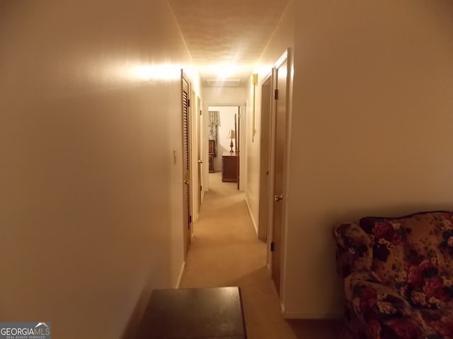 corridor with light carpet