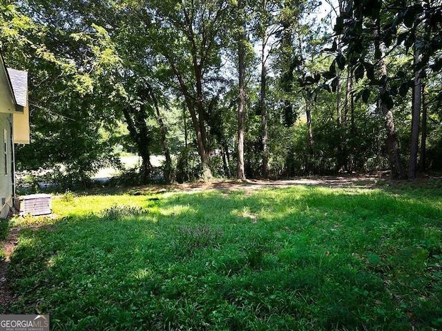 view of yard featuring central air condition unit