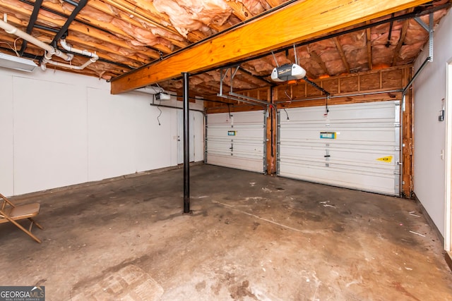 garage with a garage door opener