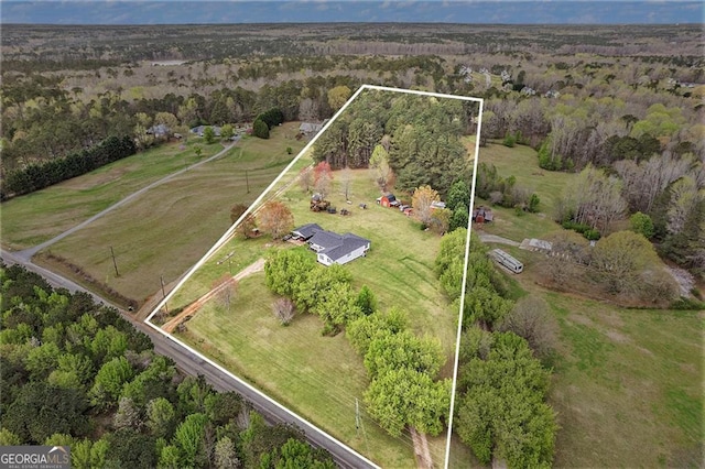 aerial view featuring a rural view