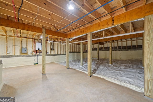 basement with water heater