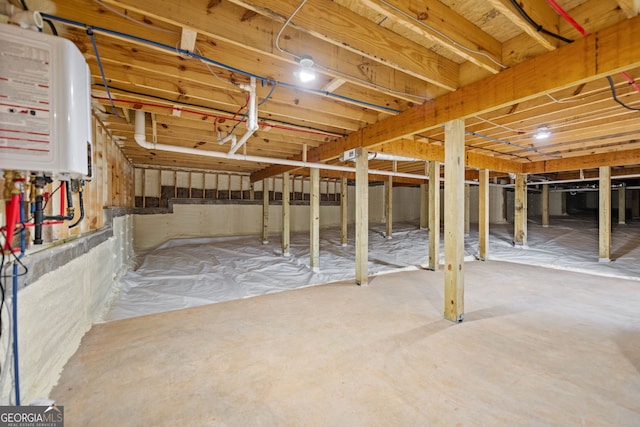 basement with water heater