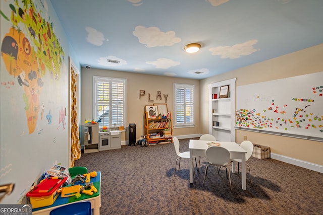 game room featuring carpet flooring