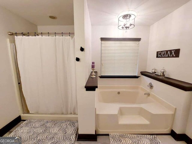 bathroom with plus walk in shower